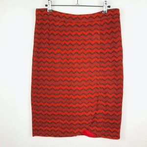 Sabine Orange Knee Length Wavy Stripe Print Knit Skirt Women's Sz L